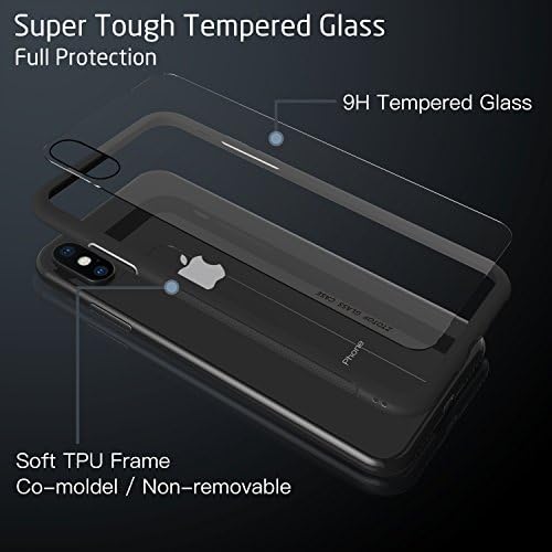 Прозрачен Хибриден калъф за iPhone Xs / iPhone X Ztotop с задния капак от тънките закалено стъкло и мека рамка броня