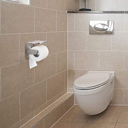 Титуляр на ролка тоалетна хартия Aisooking - монтиран на стената от неръждаема стомана с Просторна рафт - за кухня и Баня Притежателя