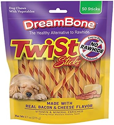 Пръчици за дъвчене DreamBone Twist, без сурова кожа за кучета, с тази пилешко, 50 грама (3 опаковки) и туист-пръчици с вкус