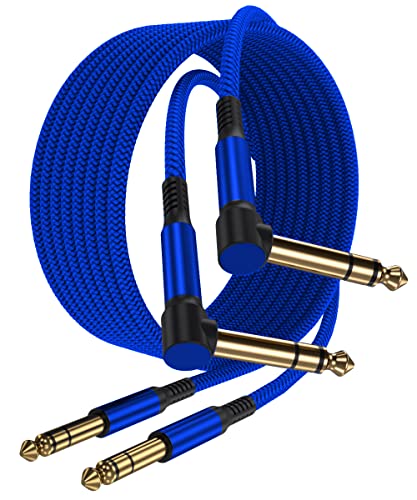 Инструментален кабел Elebase 1/4 инча TRS, 10 метра, 2 комплекта, с пряк вход 6,35 мм Стерео аудио кабел, 6,35 Балансирана