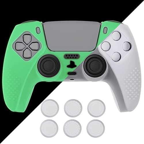 eXtremeRate PlayVital 3D Шипованное издание, Светлинен Тъмно Зелен Противоскользящим силиконов калъф за контролера