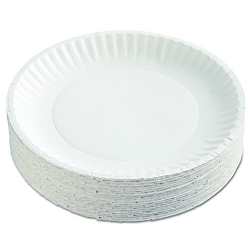 Опаковка AJM - Хартиени чинии AJMPP9GRAWH Corporation PP9GRAWH с диаметър 9 см, бели, 12 опаковки по 100 броя