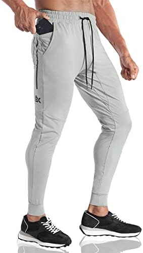 BROKIG Мъжки Леки Спортни Панталони за Бягане, Мъжки Спортни Панталони за тренировки с джоб с цип, Еластични Панталони за