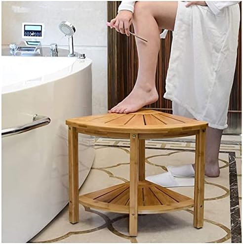 Извита Кът с място за съхранение, Бамбуков Стол за душата, Пейка, Водоустойчив Поставка за крака за Бръснене