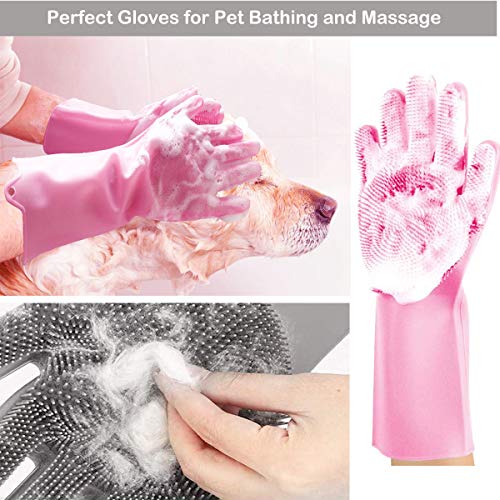Ръкавици за грижи за домашни любимци, за Къпане и за премахване на коса, Четка за Миене на Кучета и Котки, Мека и