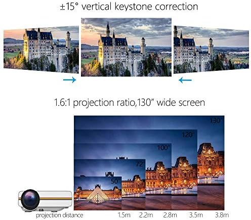 LDCHNH Актуализиран мини проектор 1080P 1800 лумена Преносим LCD led проектор за домашно кино, съвместим с USB, 3D проектор