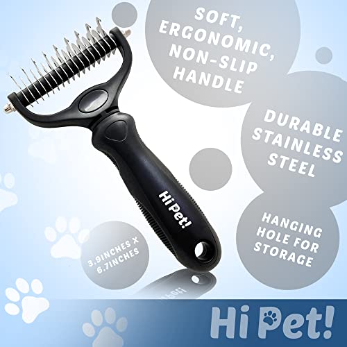Четка за грижа за домашни любимци Hi за премахване на коса, вържете и разнищване на козината на домашни любимци, двустранен гребен-грабелька за Кучета и котки (черна)