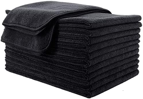 Професионално быстросохнущее салонное кърпа от микрофибър POLYTE гладка, 16 х 29 см, 12 опаковки (черен)