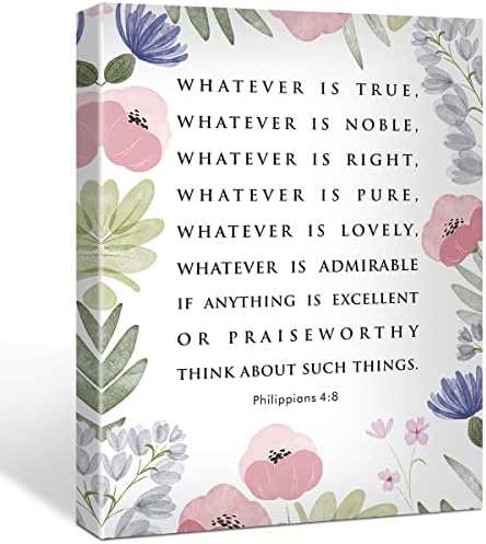 Цветен Стих от Библията Филипяни 4:8, каквото и да беше Вярно, Платно, Плакат на Свещеното Писание, Печат, Боядисване за християнския