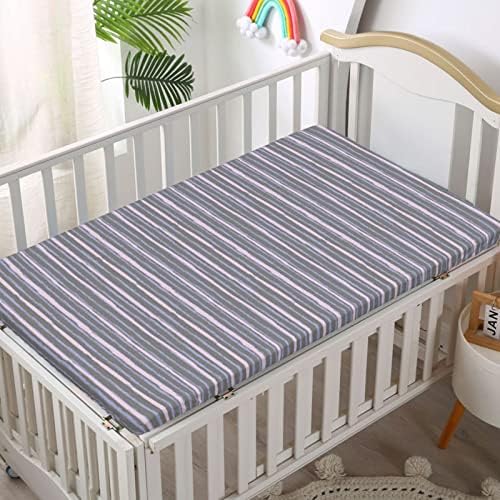 Чаршаф за легло в ивица, Стандартен Чаршаф за матрак на детско креватче Меки и Дишащи Кърпи -Бебешки Кърпи за момиче или