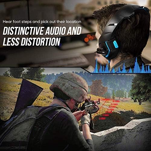 Детска слушалки Raxinbang Headset за PS4, Слушалки с обемен стерео звук 7.1 Слушалки Xbox One с шумопотискане, за PC, PS3, за