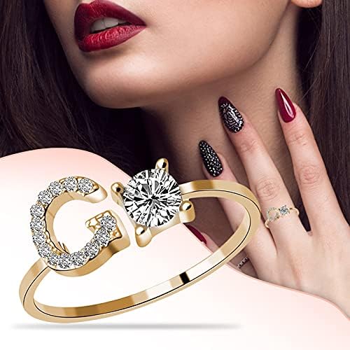 26 букви, модно дамско пръстен за отваряне на диамантени бижута, пръстен за приятели