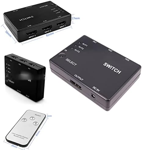 EBTOOLS HDMI Превключвател, 3 в 1 От Full 1080p HDMI Сплитер, Дистанционно Управление, Ключ HDMI Порт, Кутия за Цифрова ТЕЛЕВИЗИЯ