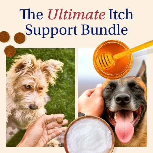 Набор от PetLab Co - Dog Itchy Skin Bundle: Меки Дъвчащи пробиотици за кучета за здравето на червата, Сърбеж по