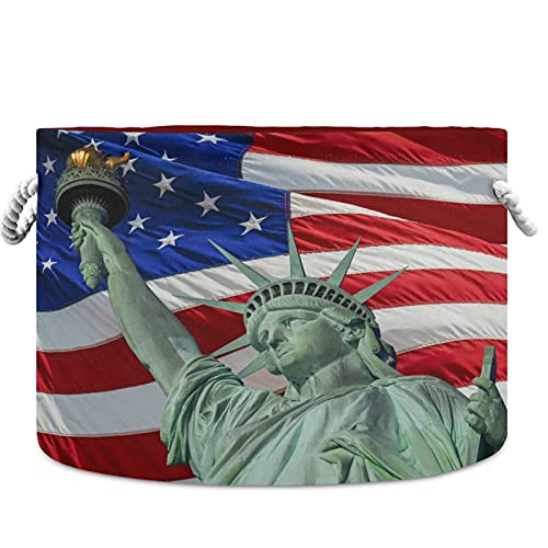 visesunny Статуята на Свободата в Ню Йорк Американски Флаг кошове за пране на Текстилен Чекмедже За Съхранение