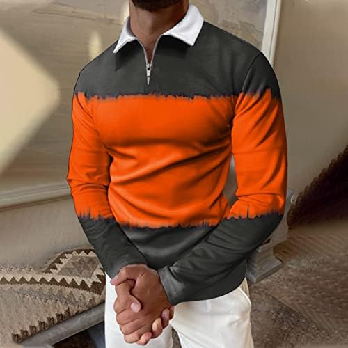 Мъжки Класически Поло Риза с дълъг ръкав с цип, Ежедневни Приталенные Тениски С Цветен Блок, Блузи С Графичен Принтом,