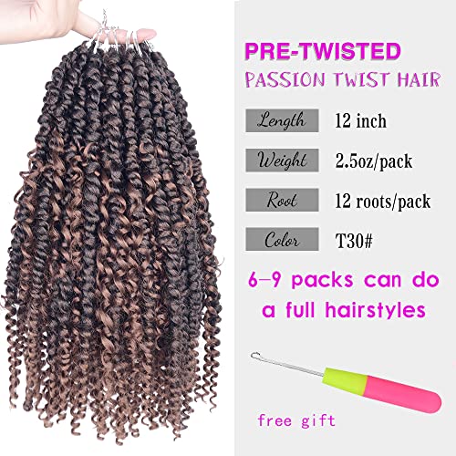 8 опаковки на косата Passion Twist, 18-цолови Предварително навита Коса Passion Twist, Свързани с кука, за черни