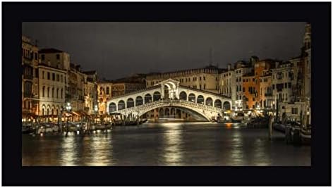 Канале гранде и моста Риалто през нощта, Венеция, Италия работа Ассафа Франк - Художествена печат върху платно с размери