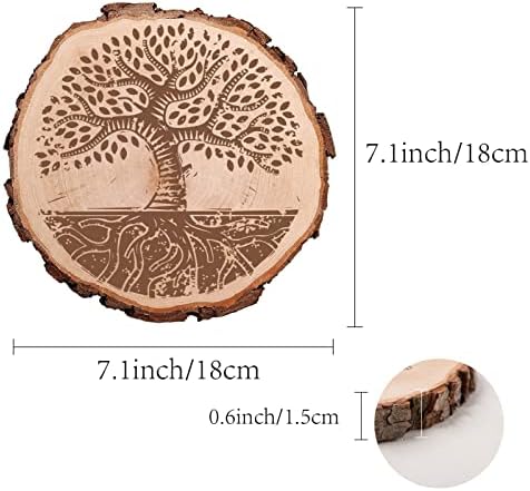 CREATCABIN Дървото на Живота Филийки Естествен Кръгло Дърво на Непреработени Селски Дървени Кръгове Та Лист за Художествени