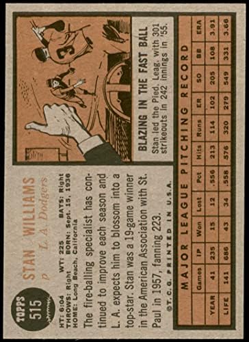 1962 Topps 515 Стан Уилямс Лос Анджелис Доджърс (Бейзбол карта) в Ню Йорк Доджърс