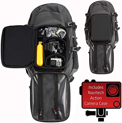 Раница за екшън камери Navitech и сив калъф за съхранение с вградено нагрудным колан - Съвместим с екшън камера AKASO Brave