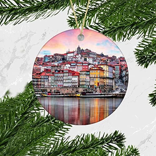 Коледна украса Порто, Португалия, Стария град на река Дуро, Коледно Дърво в паметта, Двустранно Фарфоровое/Керамично