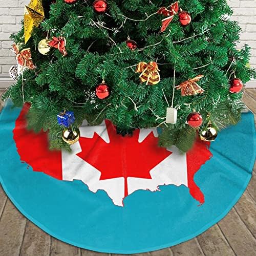 Пола за Коледната Елха, 30-48 Инча карта на САЩ, на Канадския Флаг Дърво Подложка за Коледна Украса Празнични Украси