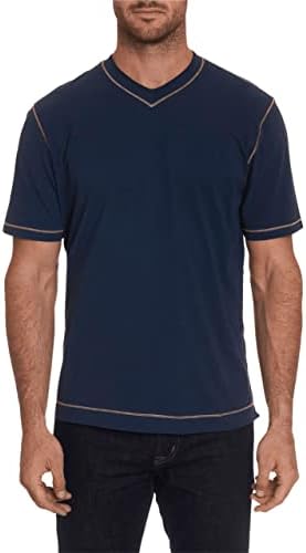 Мъжки t-shirt Robert Graham Maxfield с къс ръкав и V-образно деколте, приталенная