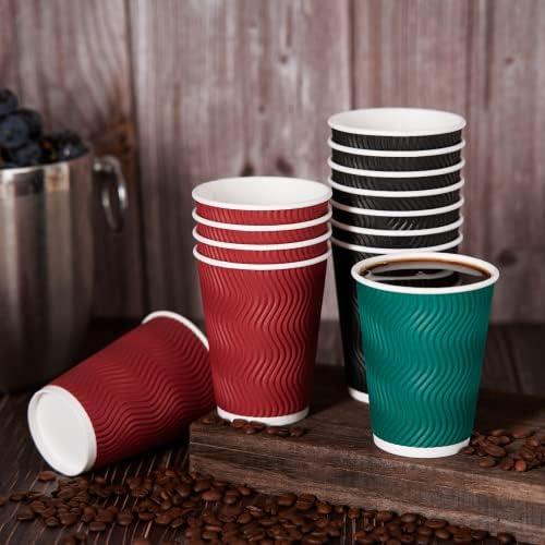 MUCHII [120 ОПАКОВКИ] Хартиени Чаши Кафе на по 12 мл, Цветни Кафе за Еднократна употреба, Чаши, Изолирани Гофрирани