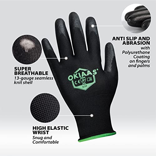 Предпазни работни ръкавици OKIAAS, черни, 12 двойки, Нитриловые работни ръкавици toolant Червен цвят с дръжка