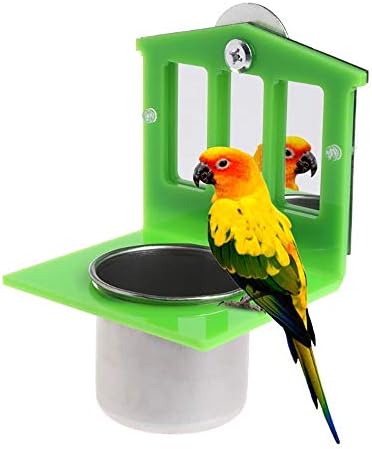 Огледално Играчки PIVBY Bird от Неръждаема Стомана За Храна и Вода за Папагали, Чаша за Птици, Купа За сервиране