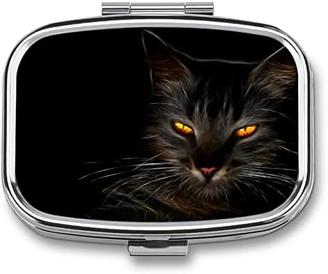 Кутия-Органайзер за Хапчета Черна Котка Контейнер За Таблетки Преносим Калъф За Дневни Таблетки Притежател на Кутия За Съхранение
