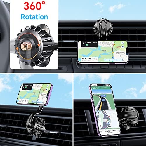 【2-PACK】 Магнитен държач телефон за отдушник на автомобила, 【Обновен скоба】 магнитно закопчаване телефон за отдушник на