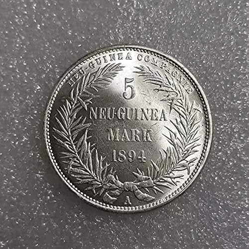 Старинни ръчно изработени изделия 1894 Немска Сребърна Възпоменателна монета, деноминирани 5 марки 1558