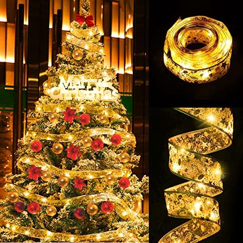 Bamugoo Лента с осветление, Коледно дърво, Лентови осветителни тела 32 фута (2x16 фута), 100 led Лампи, Коледно