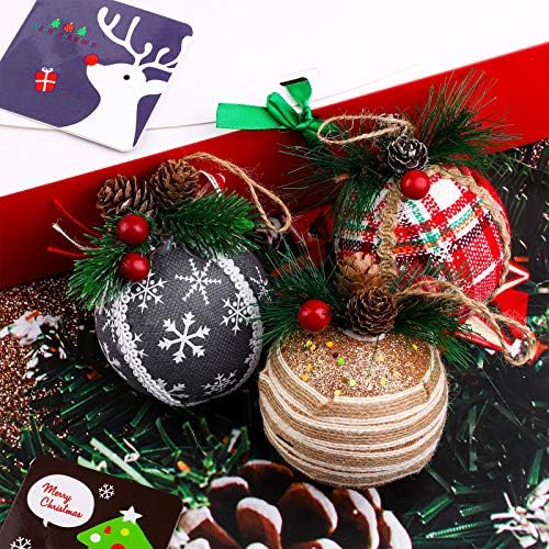 Aodaer 6 Опаковки Коледни Топки от Стиропор в Селски стил, Украса за Коледната Елха, Висящи Украшения, Декорация с борови Шишками,