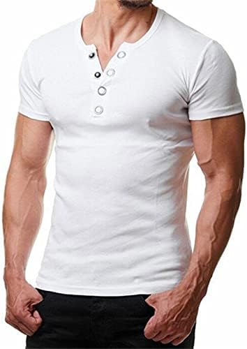 2023 Нова Мъжки Ежедневни Однотонная Горната Риза, Блуза С V-образно деколте, Обикновена Върховете на Копчета С ръкав