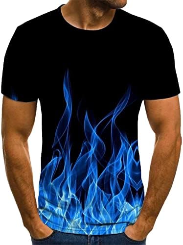 Летни тениски за Мъже, Ризи с къс ръкав и 3D Принтом Пламък, през Цялата Деколте, Елегантен Спортен Случайни