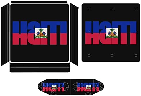 Знаме на Хаити Забавен Стикер За Защита на кожата с Пълна Принтом, Тънък Стикер, Калъфи за PS-4 Slim/PS-4 Pro
