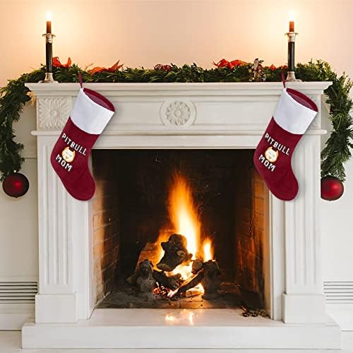 Коледни Чорапи за Мама Питбуля с Плюшени Висулки с Камина за Домашен интериор Коледна Елха