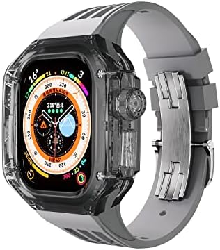 CNHKAU 49 ММ Ултра Калъф + Спортен Каишка за Apple Watch Ultra Luxury Modification Kit Прозрачен Калъф За серията