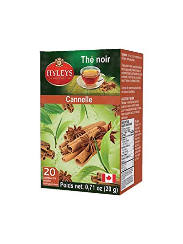 Hyleys Натурален черен чай с вкус на канела - 20 чаени пакетчета (Без ГМО, глутен, млечни продукти, захар и натурален)