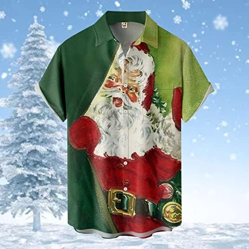 ZDDO Коледни Мъжки Ризи с копчета и Къс Ръкав, Забавна Коледна Хавайска Риза на Дядо Коледа, Вечерни Графични Риза за