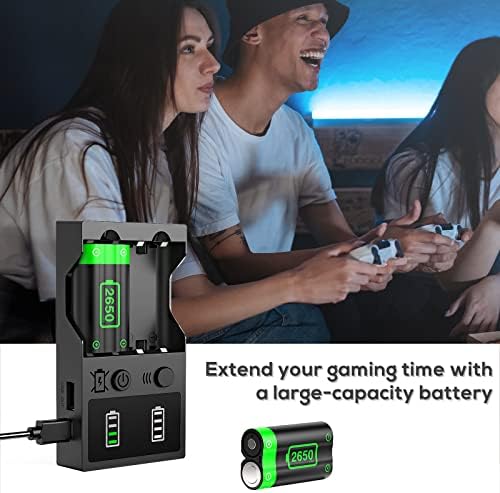 Акумулаторна батерия за Xbox Series X|S/Xbox One, Батерии с капацитет 2x2650 ма с високоскоростен зареждащата станция