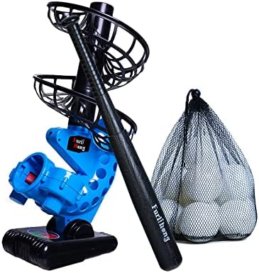 Бейзболна терена-машина Furlihong 380BH с батерия, регулируем ъгъл на наклона, Идва с бухалка и дюжиной тренировъчни топки,