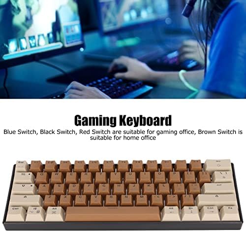 Ръчна детска клавиатура Garsentx 61 задно RGB, чайно-кафяв цвят в стил мозайка, Ергономична клавиатура, USB,
