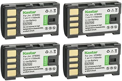 Kastar BN-VF808 Батерия 4-Pack Замяна за камера JVC GZ-MS90 GZ-MS90US GZ-MS95 GZ-MS95SEU GZ-X900 GZ-X900EK GZ-X900U