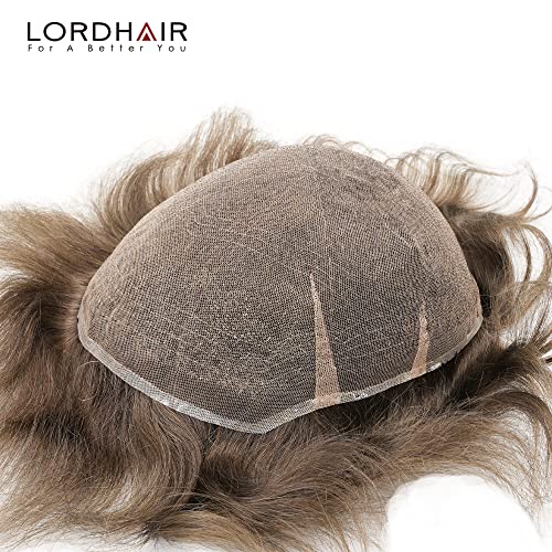 Перука Lordhair за мъже от европейски коси, Напълно френска Дантела и изкуствена коса, Основен Размер 8x10