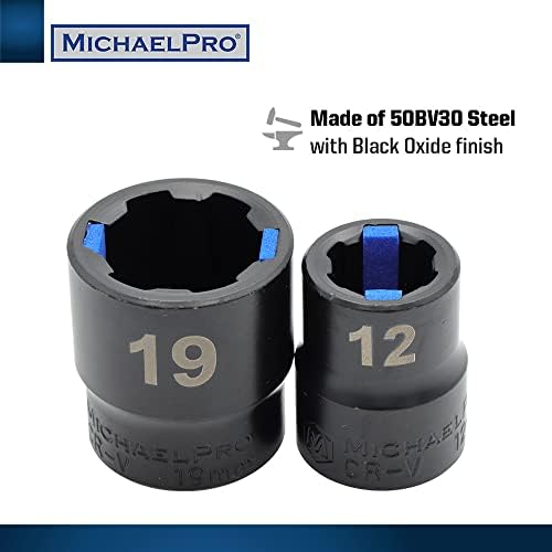 MichaelPro MP001218 18 бр. Комплект гаечных ключове и контакти за извличане на болтове от черна азотен (Метричен), 6-Точков