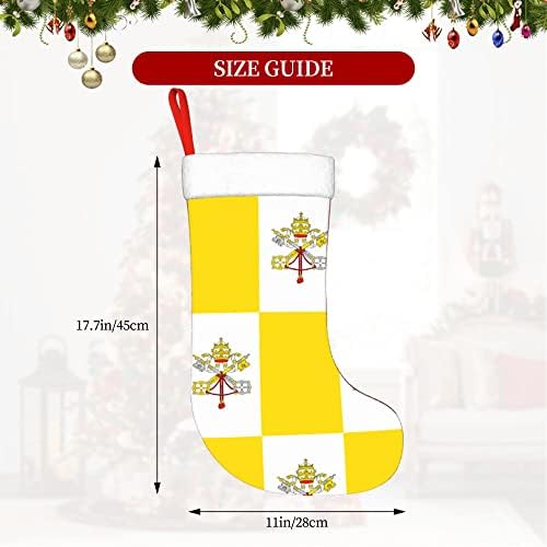 QG ZZX Коледни Чорапи с Бяла Супер Меки Плюшени Белезници, Флаг на Ватикана, Коледни Чорапи, Коледни Украси,